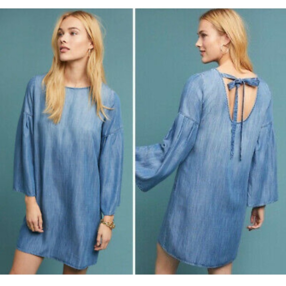 NWT Cloth & Stone Chambray Bell Sleeve Dress
